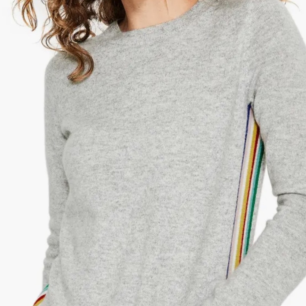 Boden Cashmere Pullover Sweater with Stripes on the Side and Sleeve
